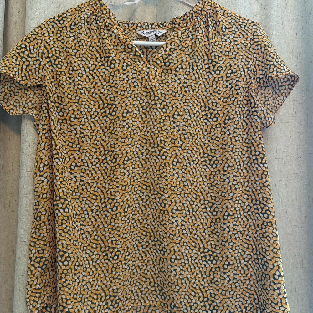 Nanette Lepore Blouse Women’s Medium Printed Short Sleeve Boho Top